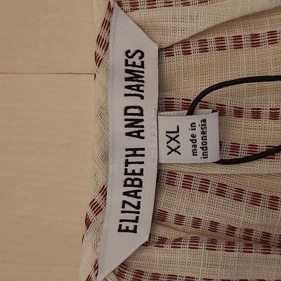 NWT Elizabeth and James Boho Striped Brown and Off-white Peasent Blouse - Picture 5 of 17